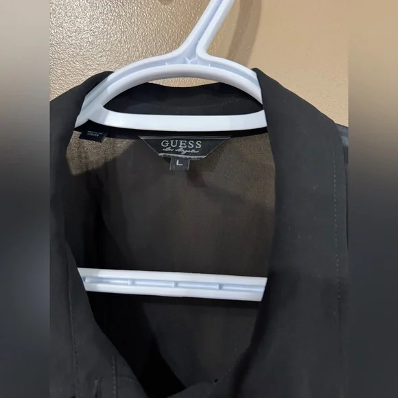 Guess Black Sheer Cold Shoulder Blouse Size Large - Picture 4 of 12